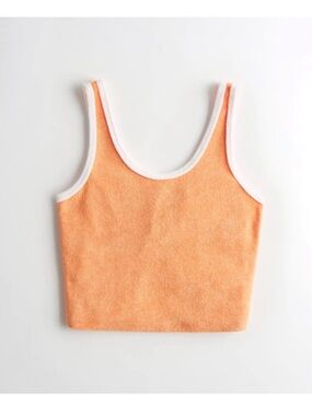Hollister Peach Terry Cropped Tank with White Trim